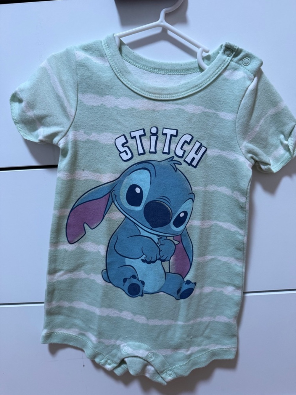 Disney Mint Green Stitch Short-Sleeve Romper